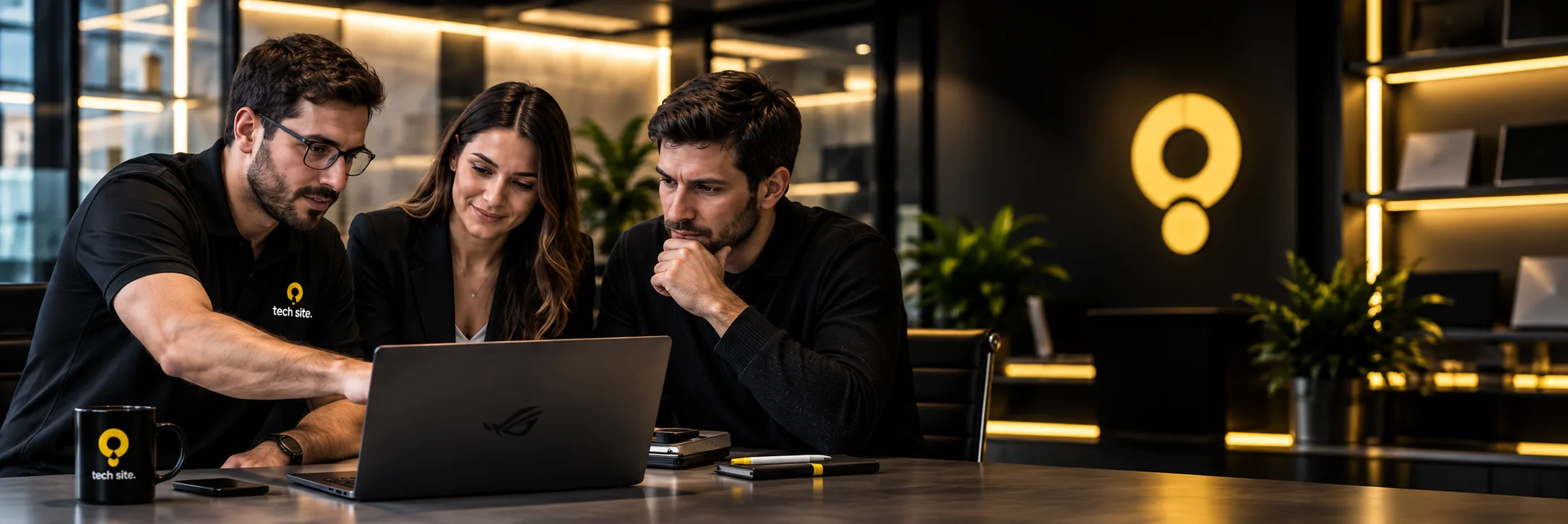 Equipo de TechSite asesorando a una empresa sobre sus equipos