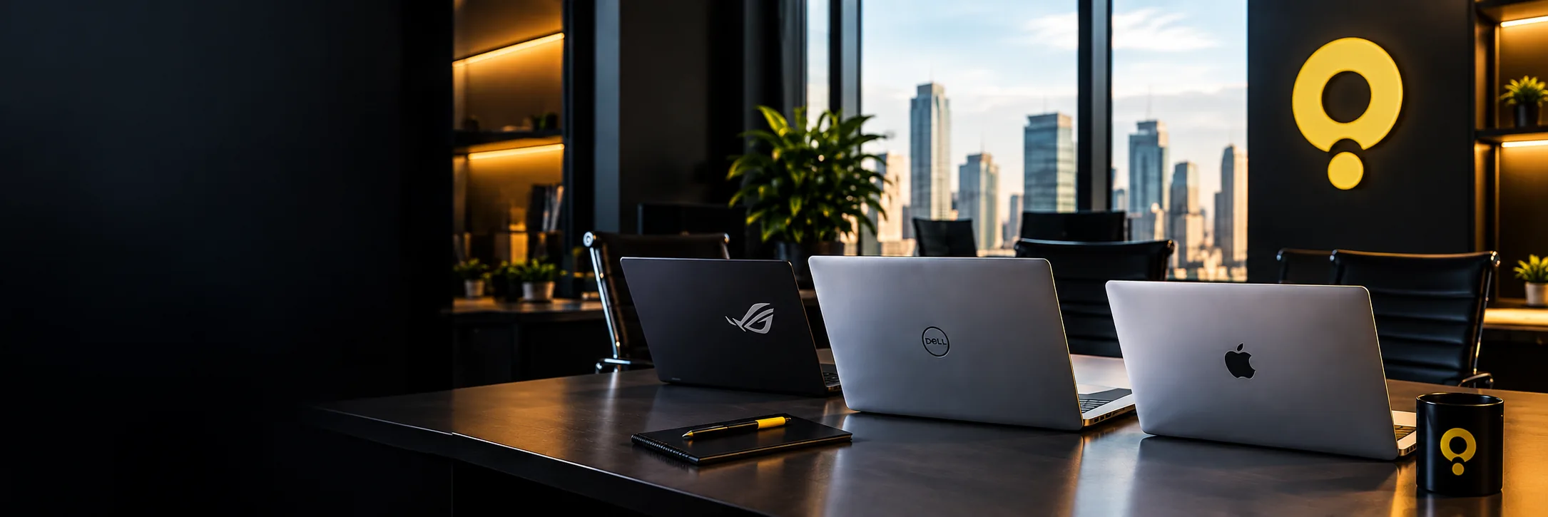 Notebooks de distintas marcas preparadas para equipar una empresa