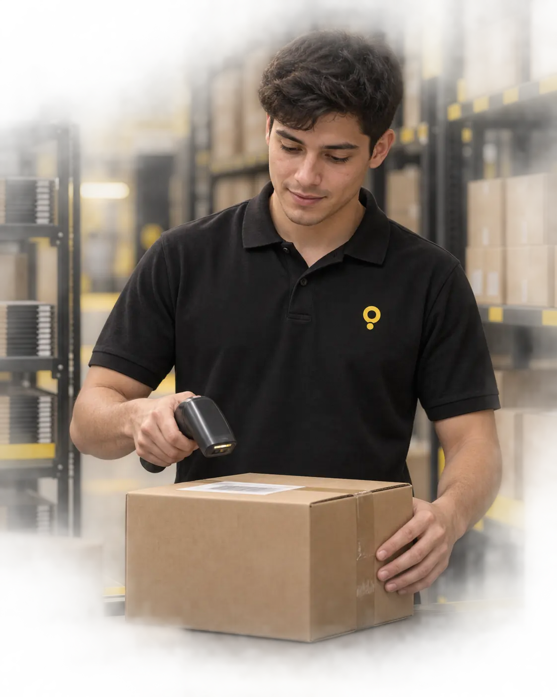 Integrante de logística de TechSite preparando un envío