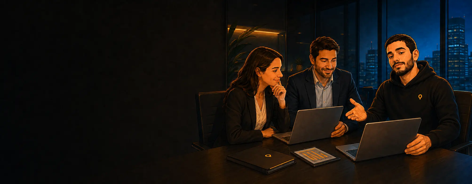 Rama asesorando a clientes de empresa
